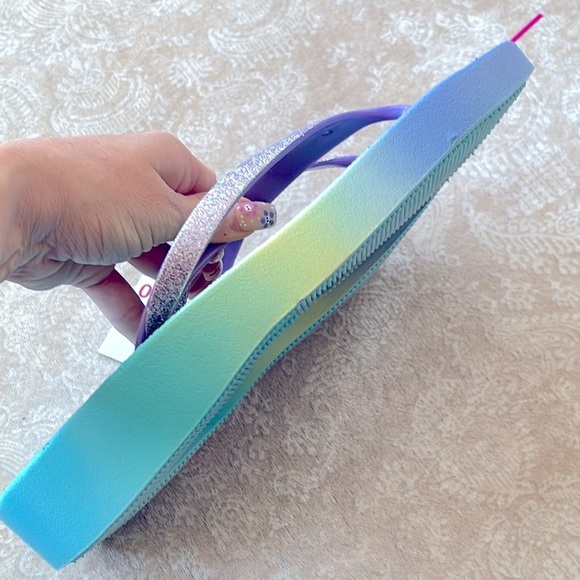 Brand New So Purple Glitter Thong Sandals Platform Flip Flops Ombre Sparkly - Picture 8 of 16